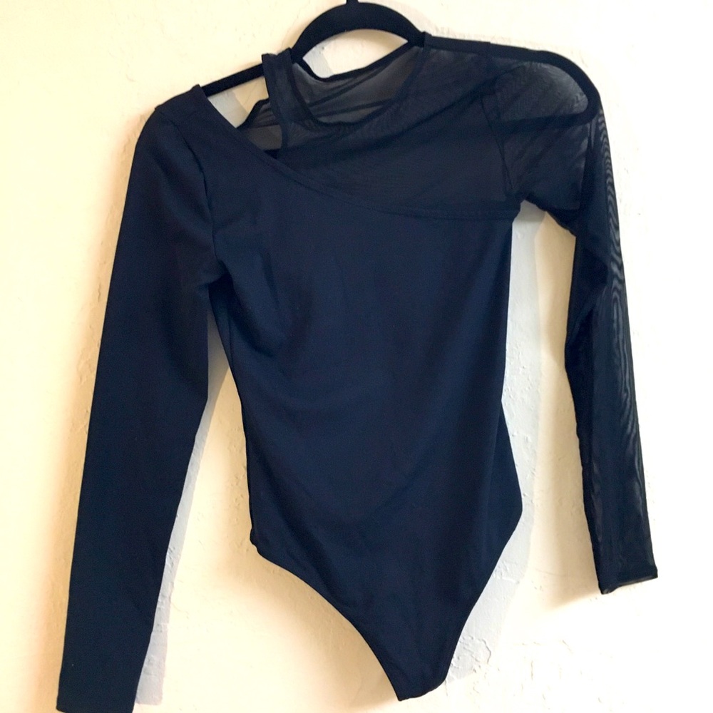 Abercrombie & Fitch Soft A & F Collection Bodysuit Size XS Black Mesh